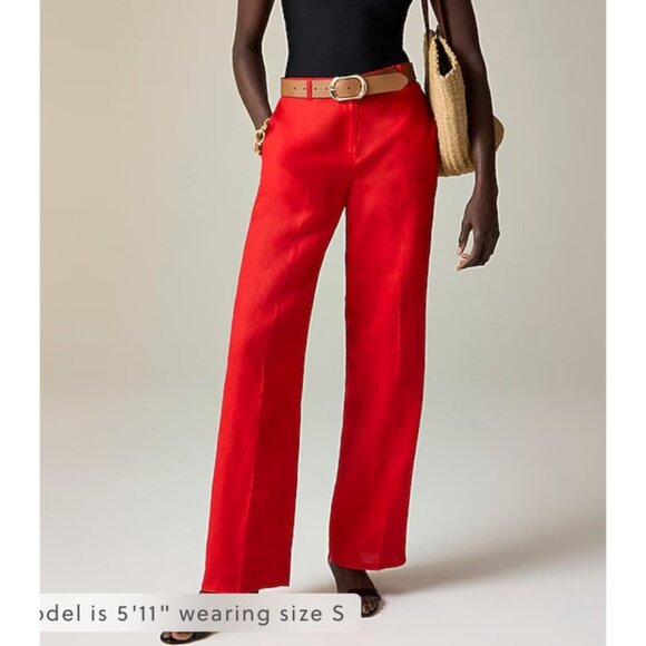 J.Crew harbor pants in linen wide relaxed preppy 90s money sz M - Picture 1 of 9